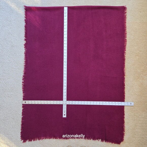 Oversized Wool (wool/cashmere?) Woven Scarf Burgundy - Picture 2 of 8
